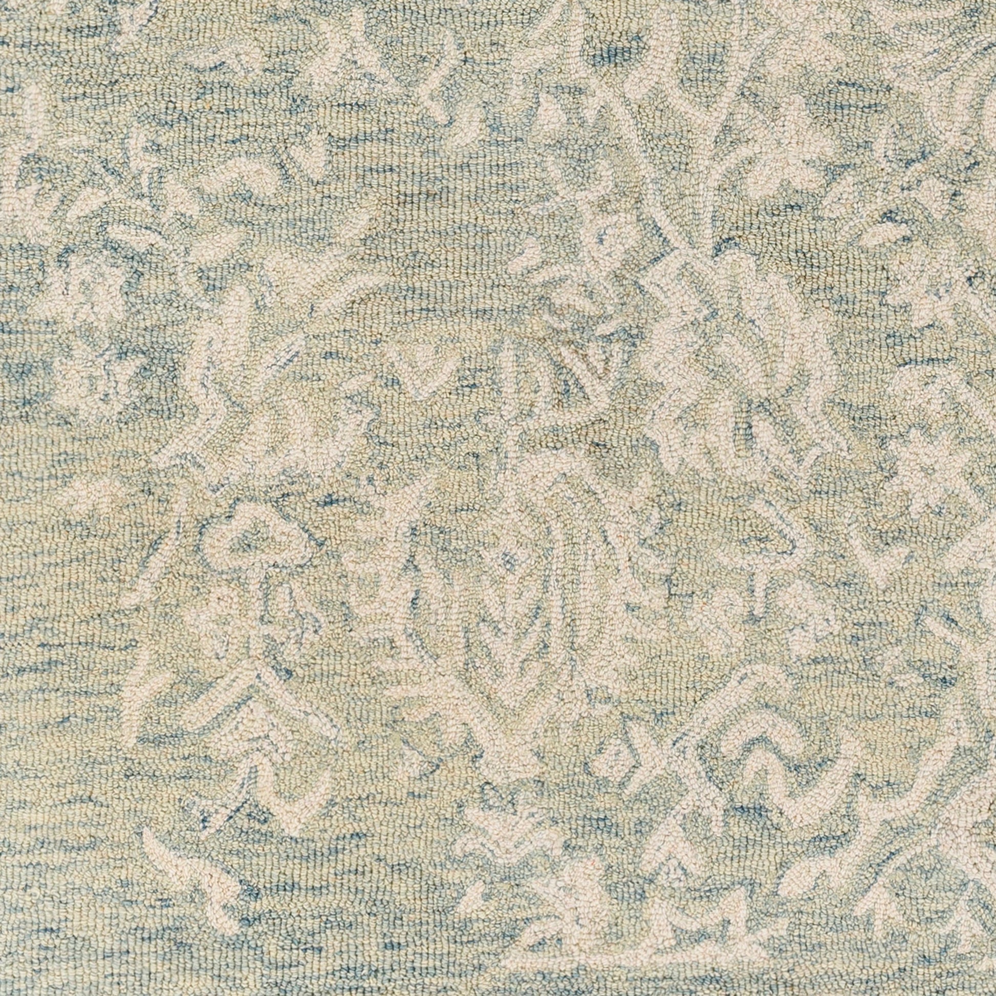Granada Rug - 29983 by Livabliss in teal, light green, cream. Made from 100% wool in a unique style.