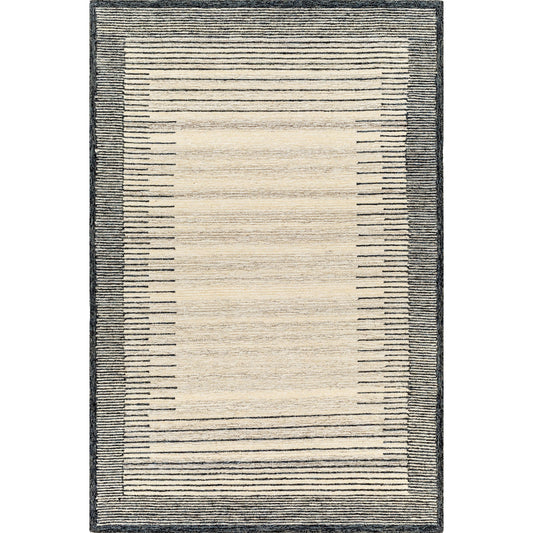 Granada Rug by Livabliss in beige, blue, black, taupe. Made from main: 100% wool in a modern style.