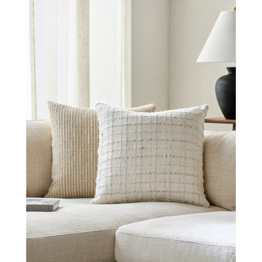 Greenville Pillow - 516602 by Surya in light silver, silver. Made from linen, cotton, viscose in a modern style.