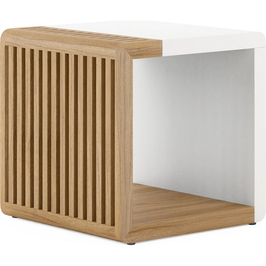 Portico End Table by A.R.T. Furniture in sienna, white plaster. Made from parawood solids, mindi veneers, resin in a modern style.