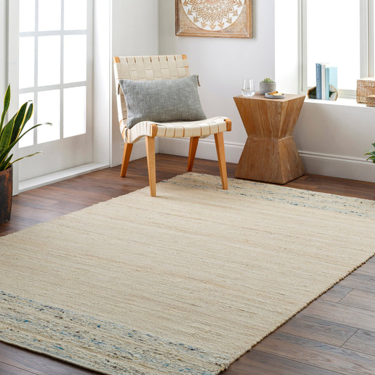Geneva Rug - 31804 by Surya in light beige, black, blue. Made from 60% jute, 40% wool in a unique style.