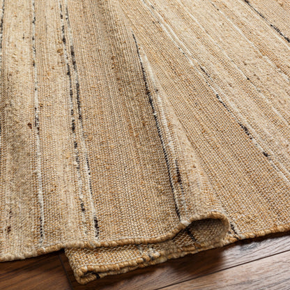 Geneva Rug by Surya in black, charcoal, peach, light beige. Made from 60% jute, 40% wool in a modern style.