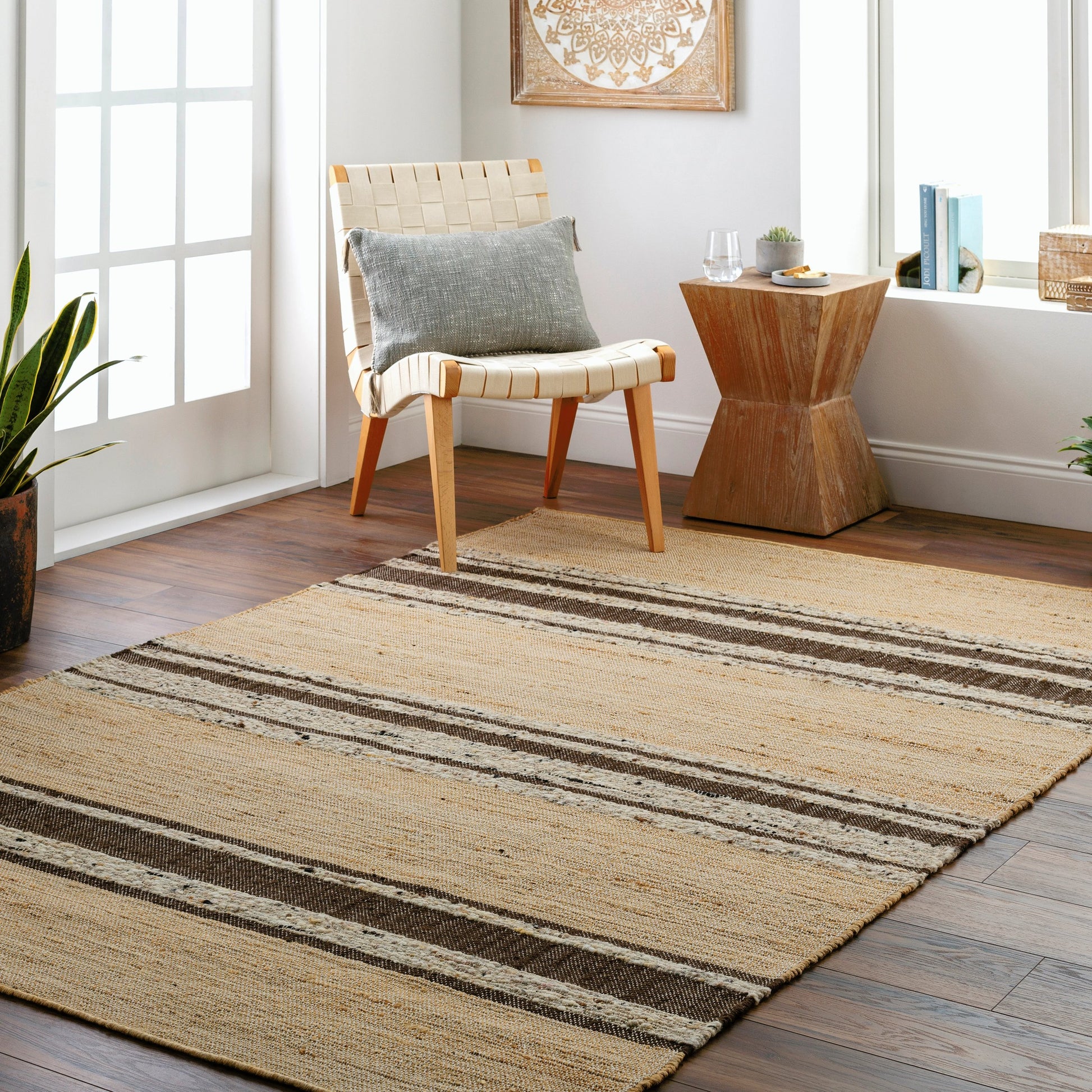 Geneva Rug - 31808 by Surya in black, charcoal, peach, light beige. Made from 60% jute, 40% wool in a unique style.