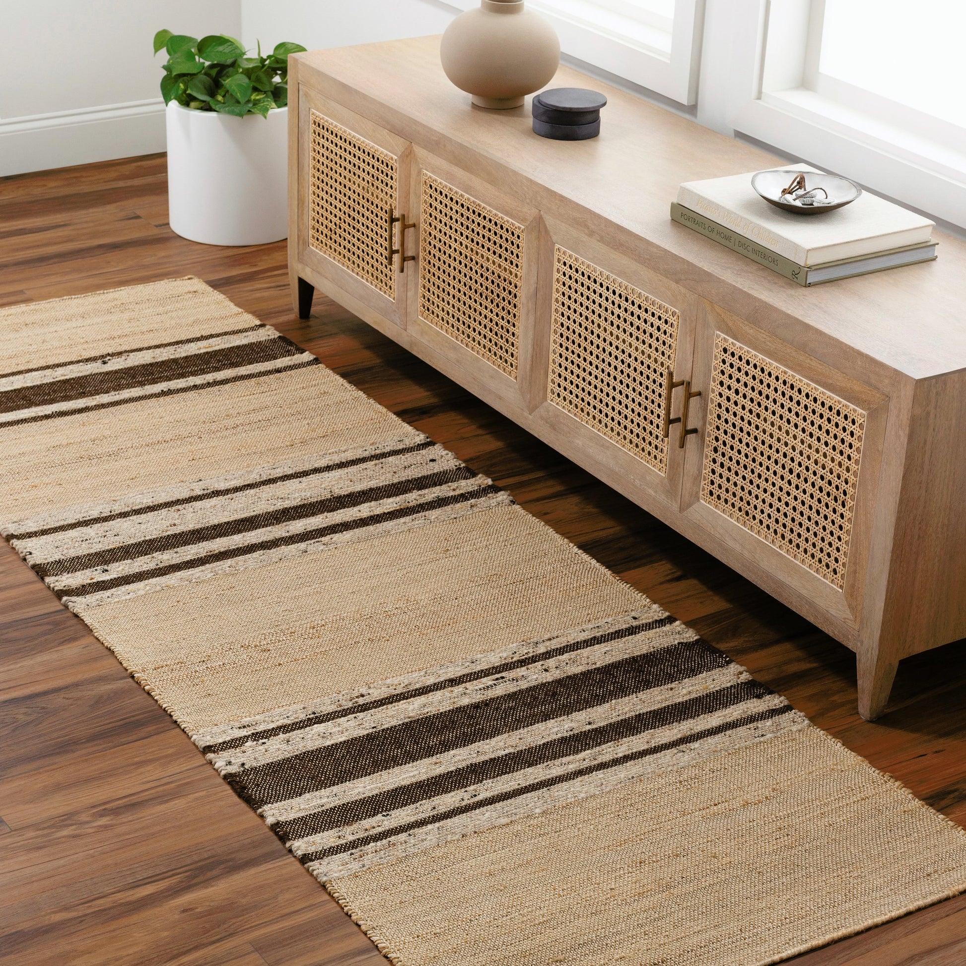 Geneva Rug - 31808 by Surya in black, charcoal, peach, light beige. Made from 60% jute, 40% wool in a unique style.