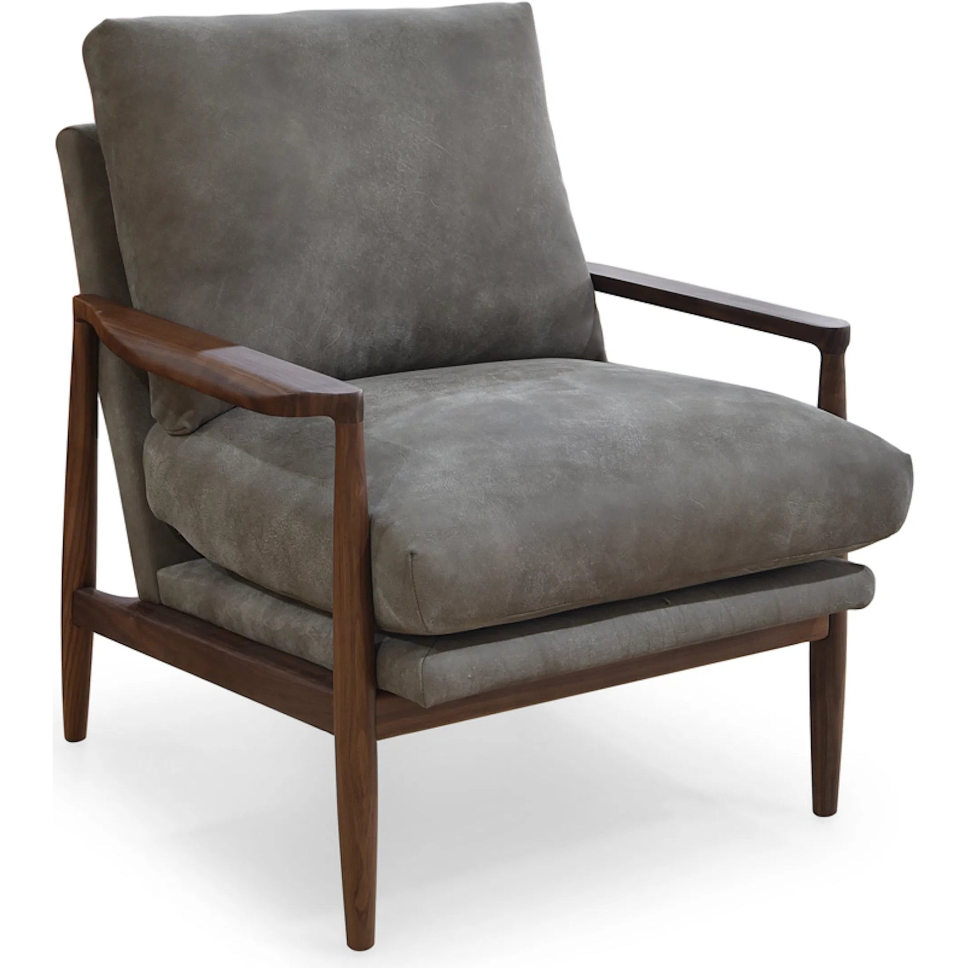 Arturo Accent Chair by Moe's Home Collection. Made from 100% top grain leather, solid walnut frame, high density foam seat, back with webbing suspension in a transitional style.