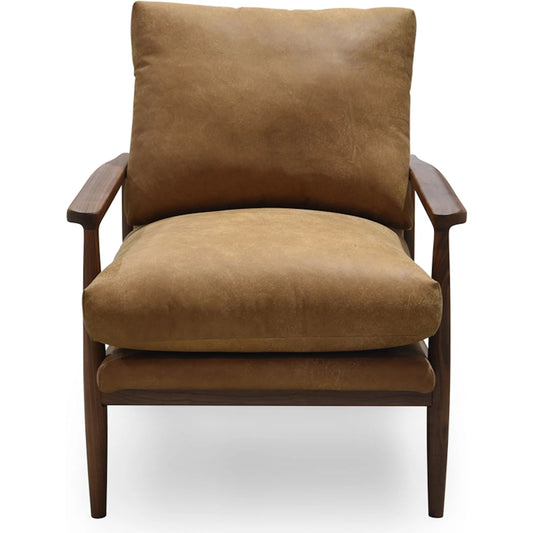 Arturo Accent Chair by Moe's Home Collection. Made from 100% top grain leather, solid walnut frame, high density foam seat, back with webbing suspension in a unique style.