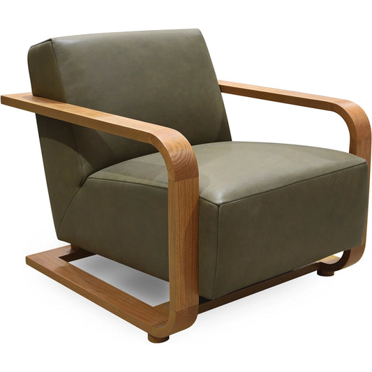 Eckersley Lounge Chair by Moe's Home Collection. Made from 100% top grain leather, solid oak frame, high density foam seat, back with s-spring suspension in a unique style.