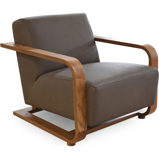 Eckersley Lounge Chair by Moe's Home Collection. Made from 100% top grain leather, solid oak frame, high density foam seat, back with s-spring suspension in a unique style.