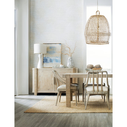 Commerce and Market Seaside Buffet by Hooker Furniture in light wood. Made from oak veneers, rope in a cottage & farmhouse style.