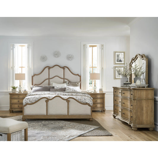 Weston Hills Upholstered Bed by Pulaski Furniture in flax seed. Made from hardwood solids, hickory veneers in a traditional style.