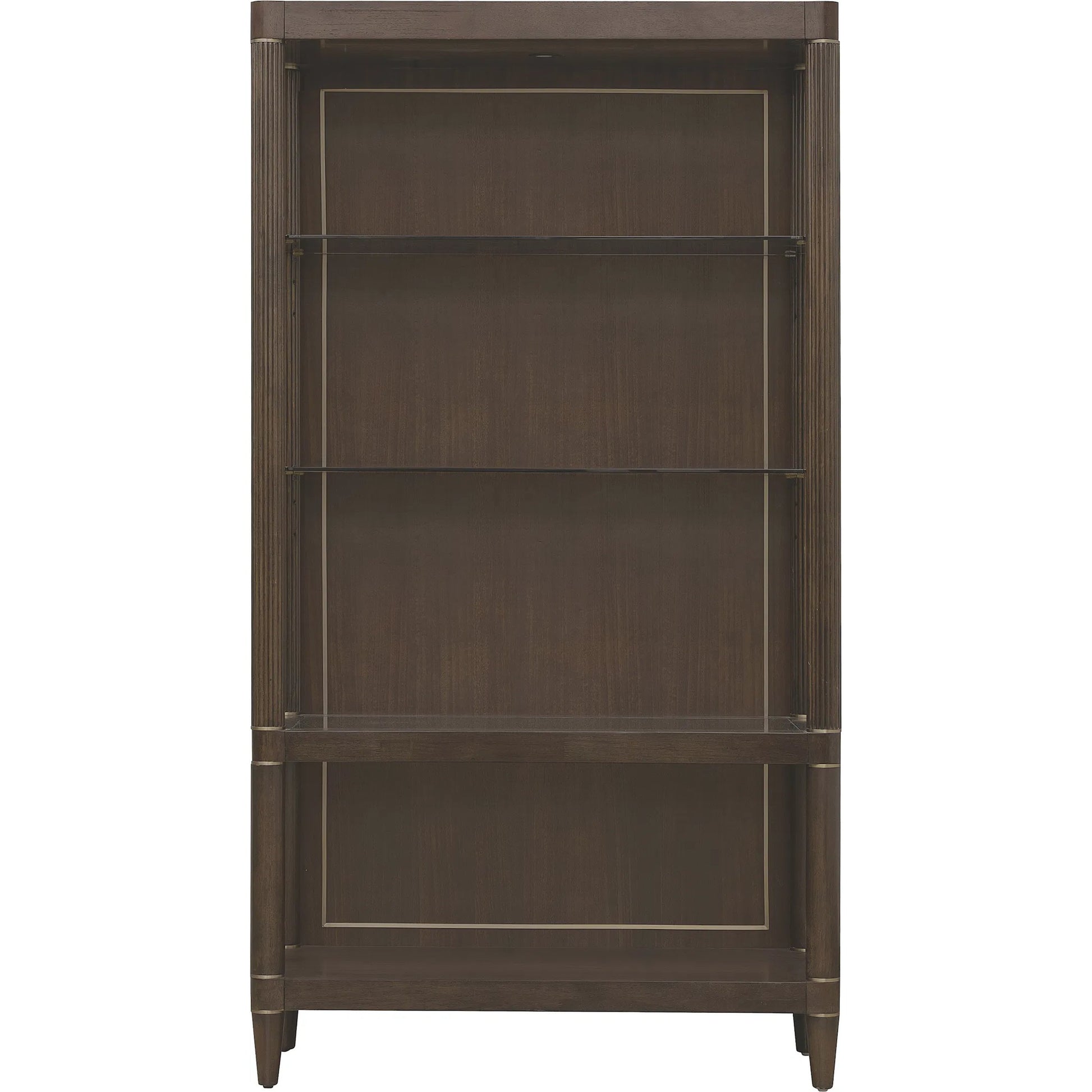 Asher Park Open Shelf Etagere by Pulaski Furniture in piano brown. Made from eucalyptus veneers in a unique style.
