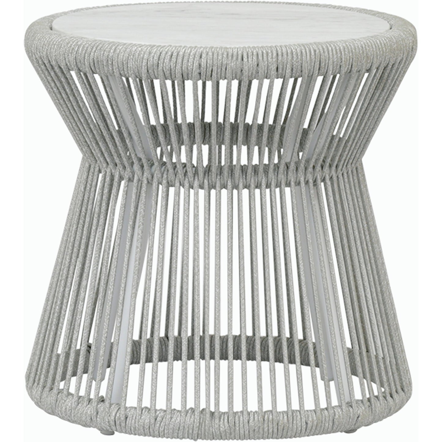 001 SI-2167070 | Additional Silo | Miami Outdoor End Table by Sunset West in frost. Made from olefin rope in a coastal style.