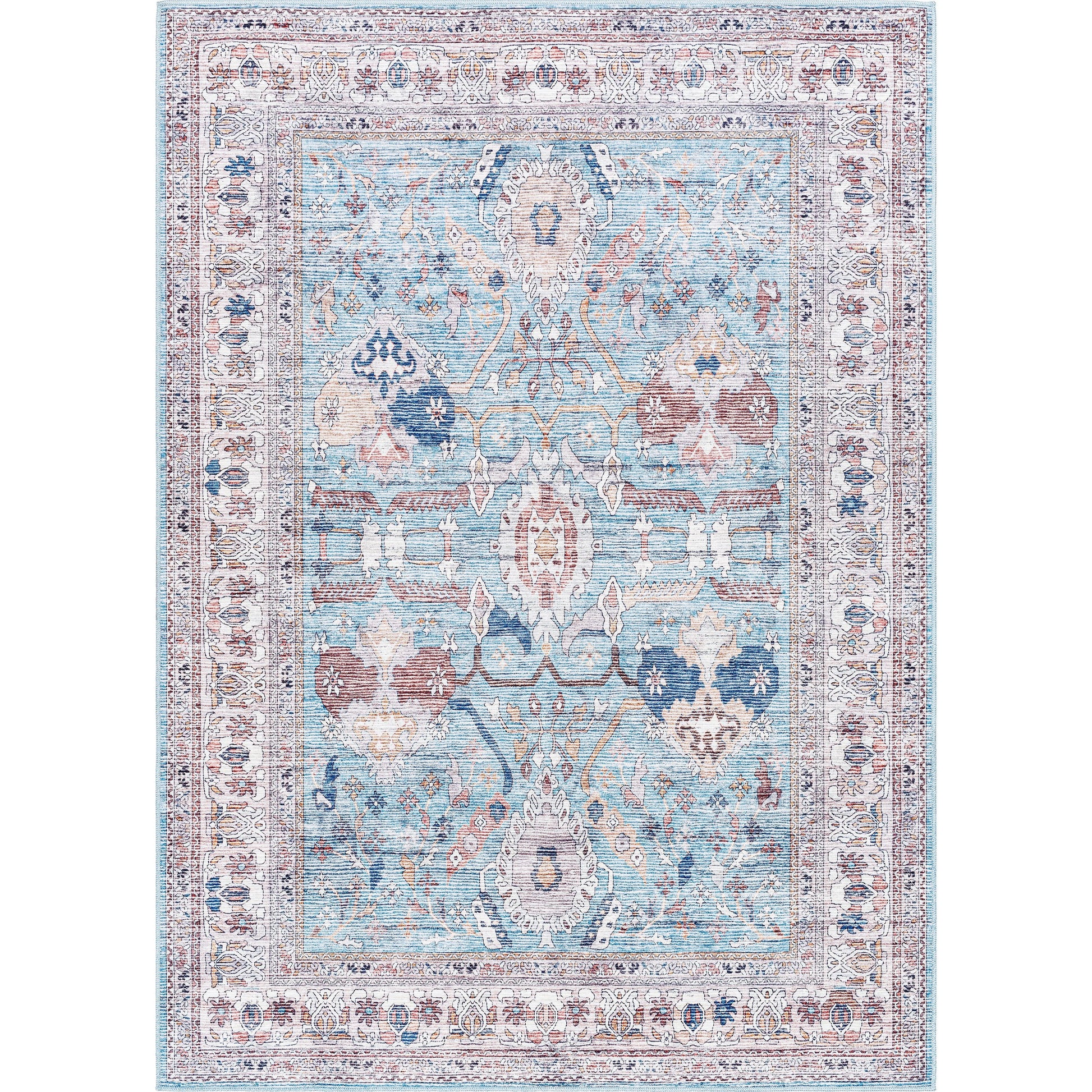 Georgina Rug - 497153 by Livabliss in denim, cream, brown, beige, dark blue, rust. Made from face: 100% polyester, warp: 100% cotton in a unique style.