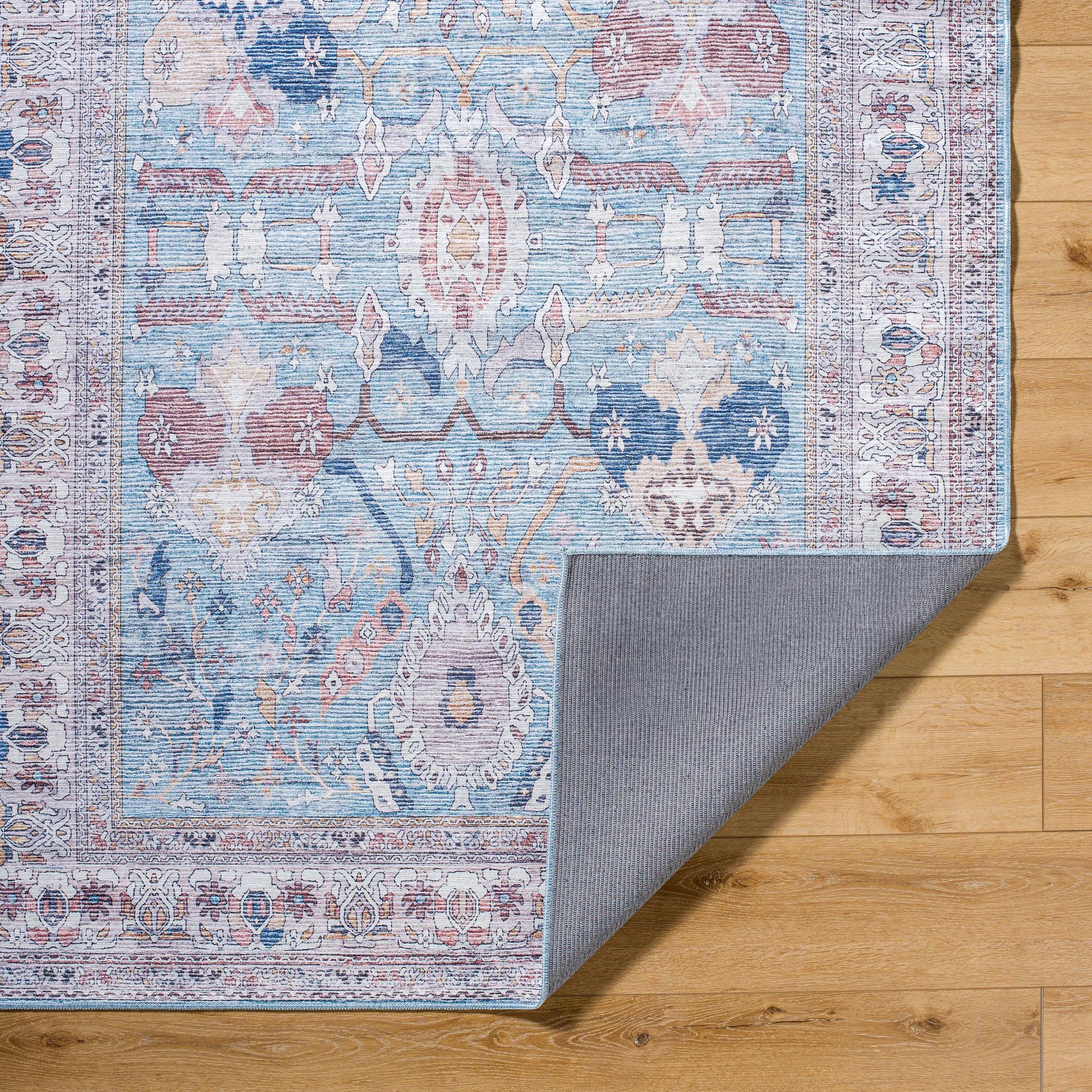 Georgina Rug - 497153 by Livabliss in denim, cream, brown, beige, dark blue, rust. Made from face: 100% polyester, warp: 100% cotton in a unique style.