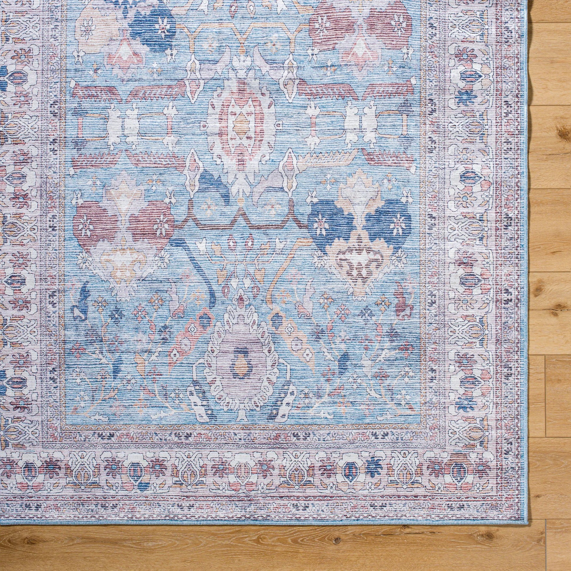 Georgina Rug - 497153 by Livabliss in denim, cream, brown, beige, dark blue, rust. Made from face: 100% polyester, warp: 100% cotton in a unique style.