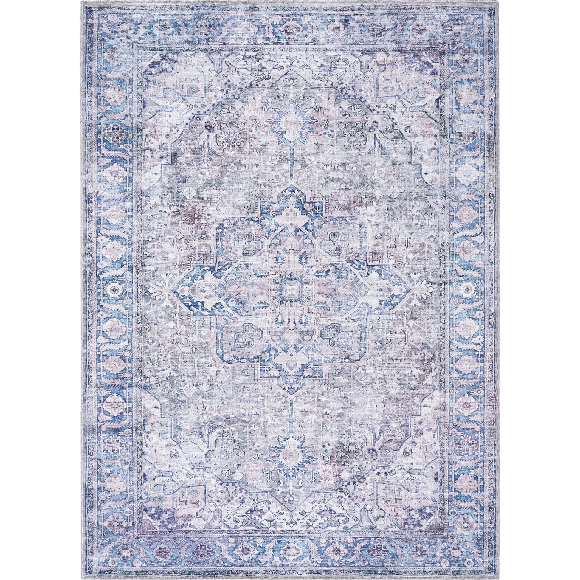 Georgina Rug - 497162 by Livabliss in cream, gray, denim, dark blue, black, rust. Made from polyester in a unique style.