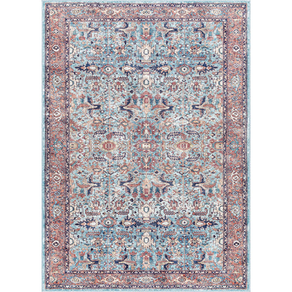 Georgina GOR-2304 Rug by Livabliss in denim, brown, black, beige, cream. Made from face: 100% polyester, warp: 100% cotton in a unique style.