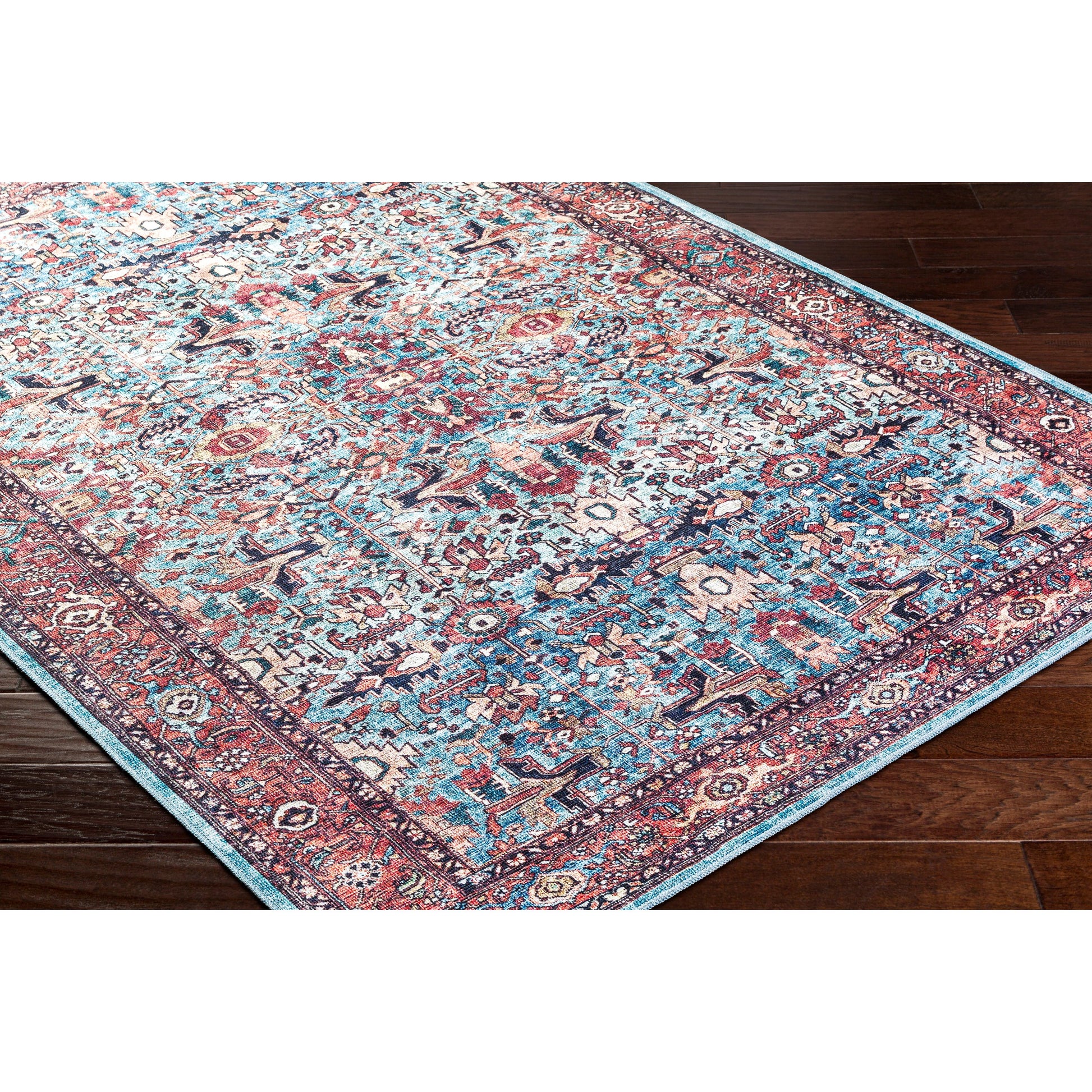 Georgina GOR-2304 Rug by Livabliss in denim, brown, black, beige, cream. Made from face: 100% polyester, warp: 100% cotton in a unique style.