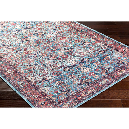 Georgina GOR-2304 Rug by Livabliss in denim, brown, black, beige, cream. Made from face: 100% polyester, warp: 100% cotton in a unique style.