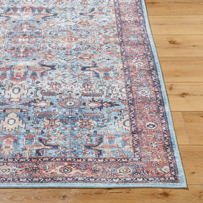 Georgina GOR-2304 Rug by Livabliss in denim, brown, black, beige, cream. Made from face: 100% polyester, warp: 100% cotton in a unique style.