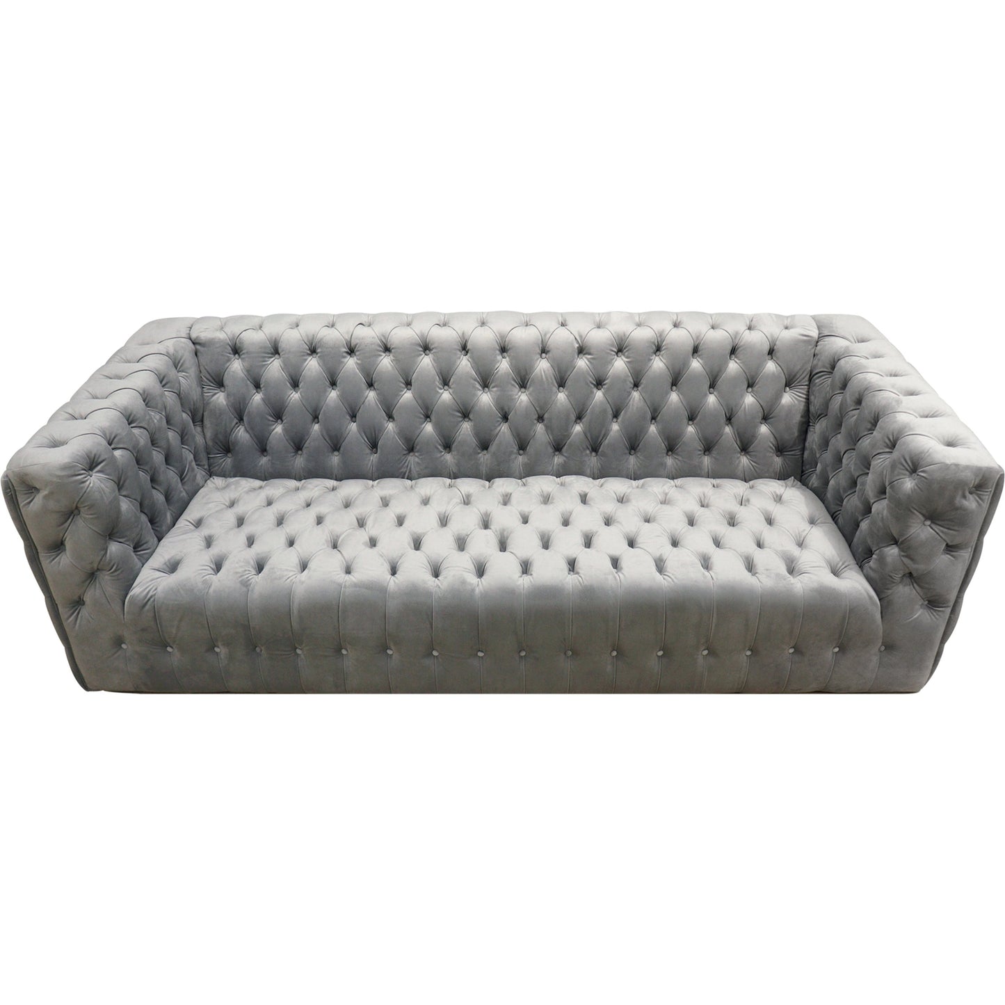 005 SI-1990653 | Additional Silo | Vicenza Velvet Sofa by Pasargad Home in silver. Made from velvet in a modern style.