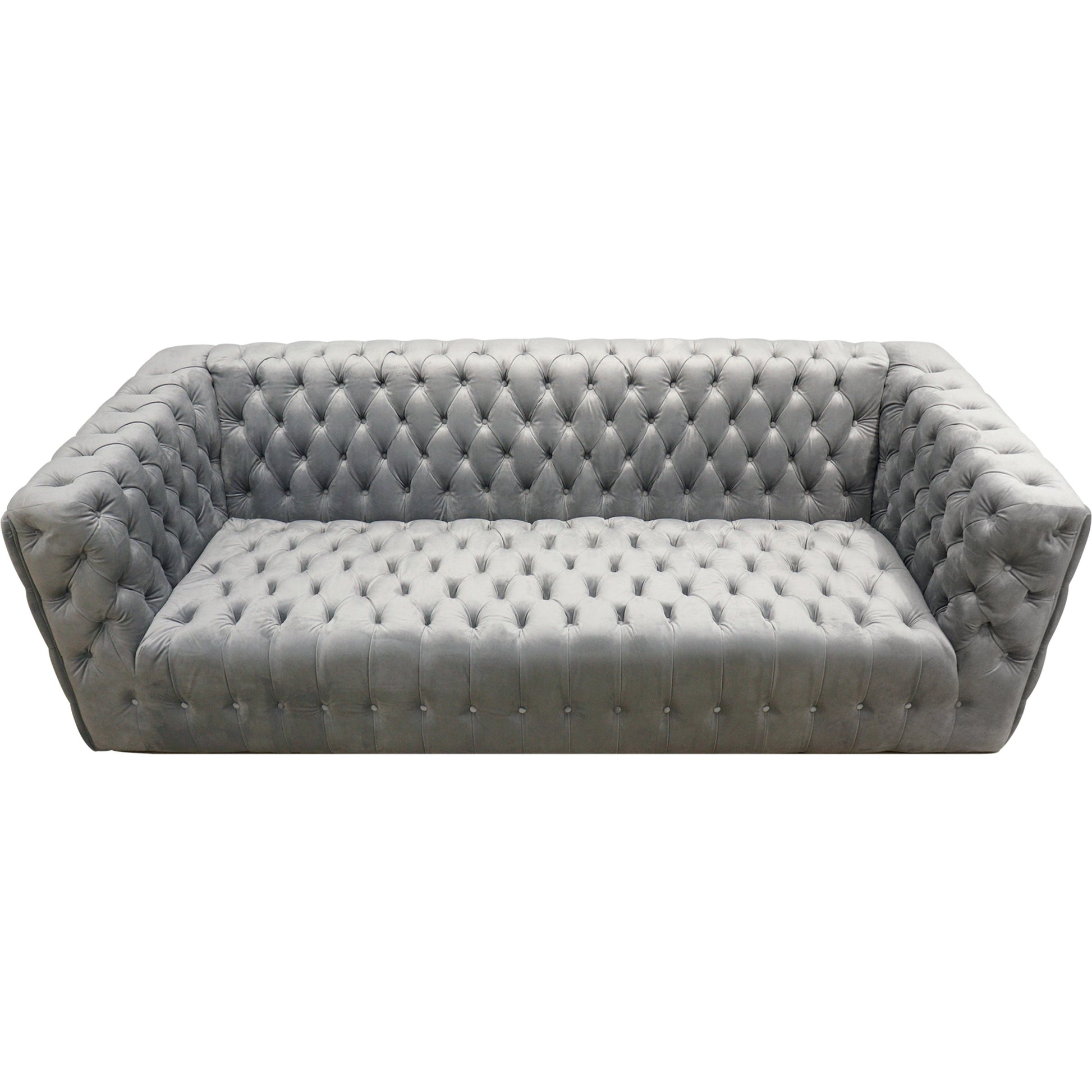 Vicenza Velvet Sofa by Pasargad Home in silver. Made from velvet in a modern style.