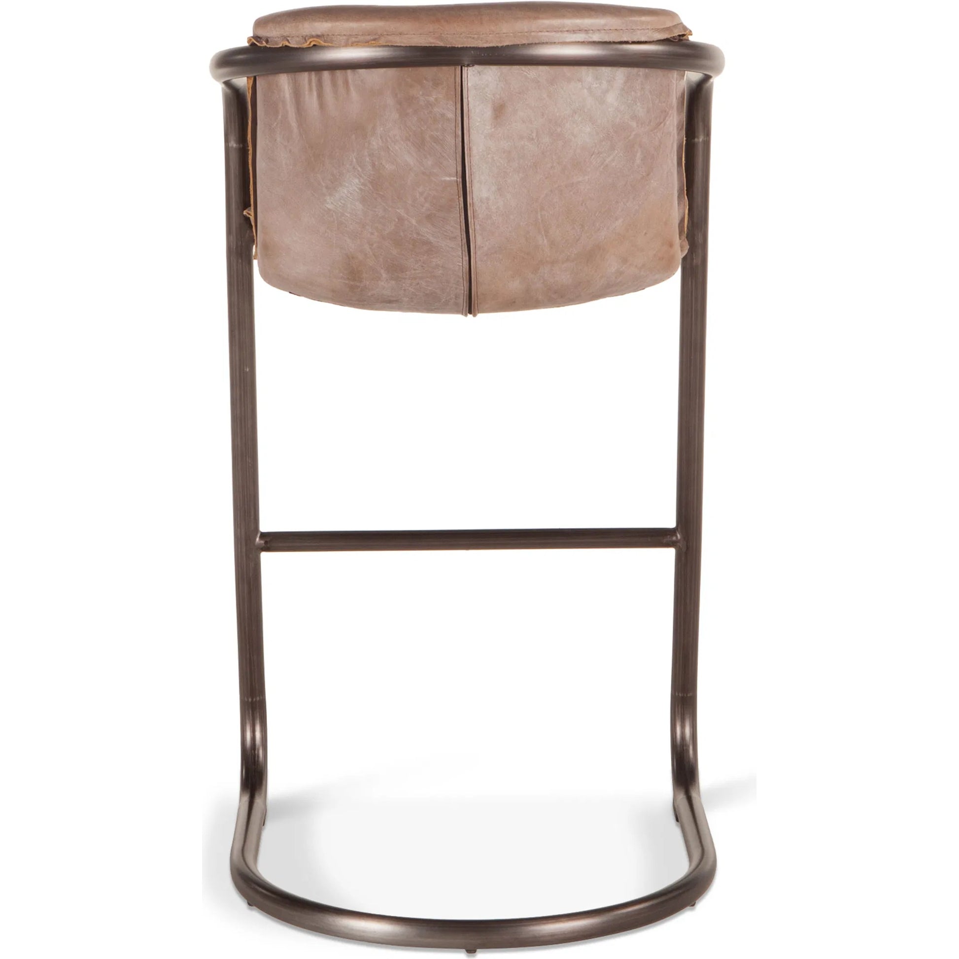 Chiavari Leather Bar Chair (Set of 2) by World Interiors in distressed, brushed gunmetal. Made from leather, steel in a unique style.