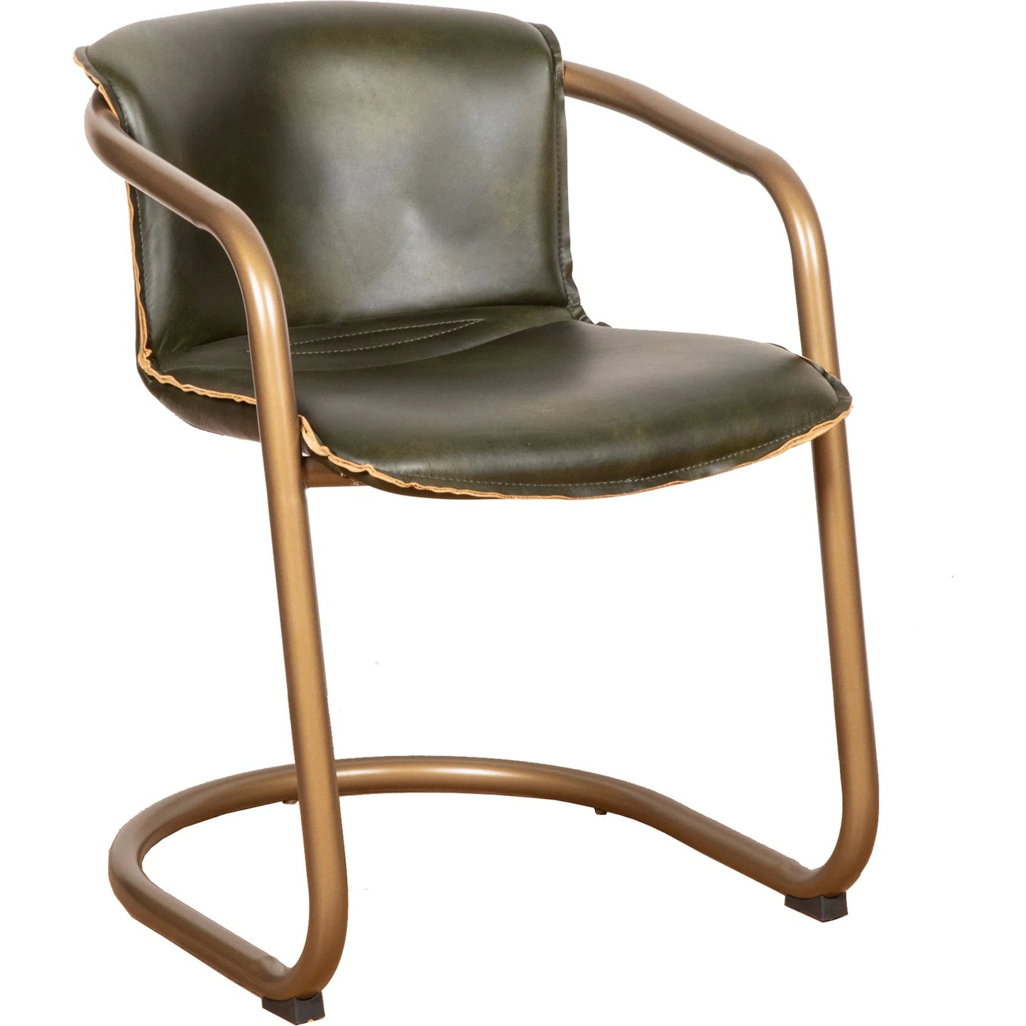 001 SI-2242810 | Primary Silo | Chiavari Leather Dining Chair by World Interiors in green and antique gold. Made from steel top, top grain leather in a traditional style.