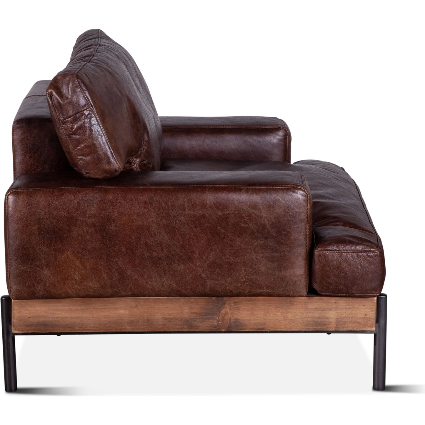 003 SI-2065535 | Additional Silo | Chiavari Industrial Dover Brown Leather Armchair by World Interiors in geisha brown, antique zinc, medium walnut. Made from leather, iron, oak in a transitional style.