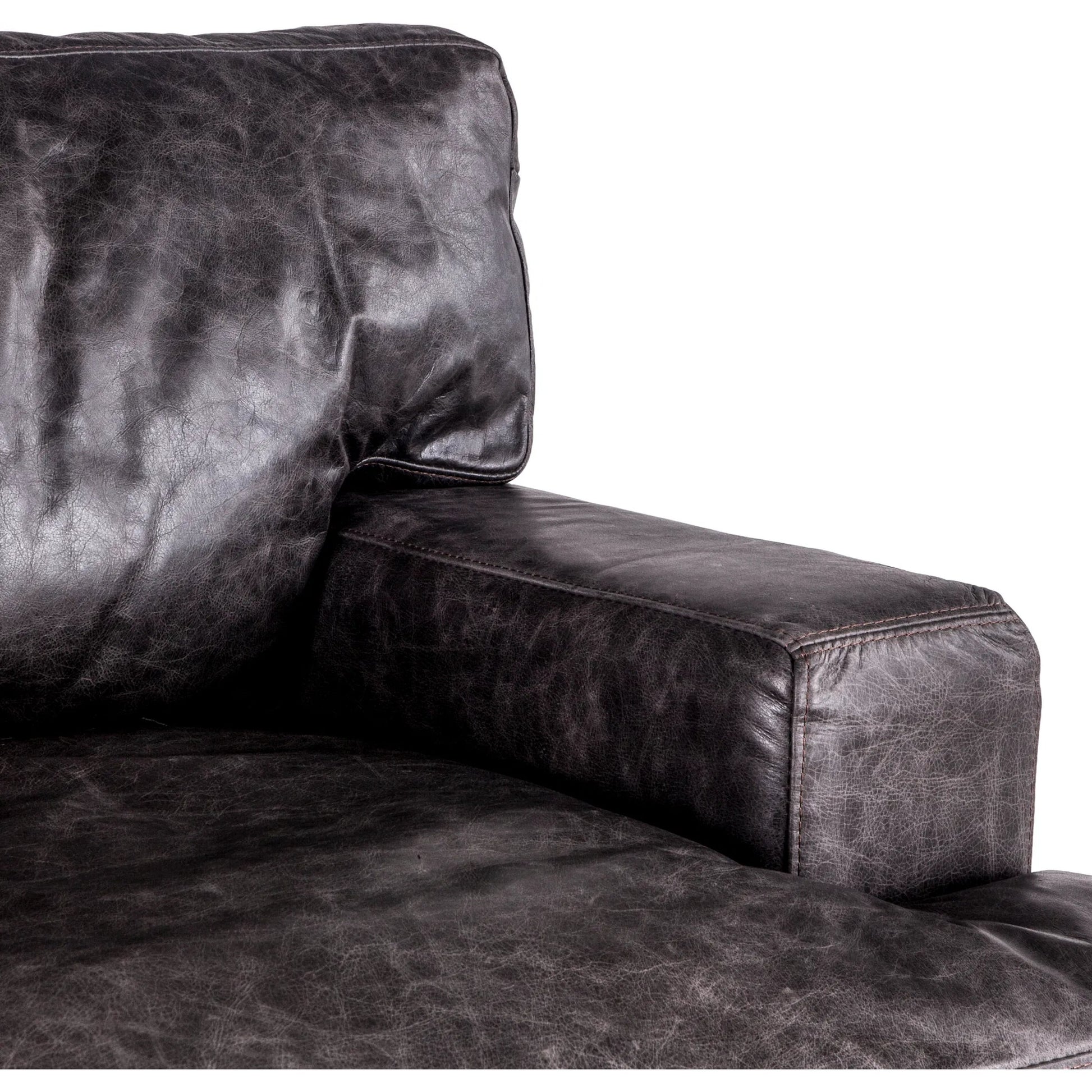 Chiavari Armchair by World Interiors in brown and distressed, antique zinc. Made from leather, iron, oak in a rustic style.