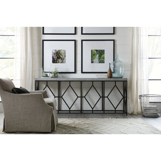 Ciao Bella Console Table by Hooker Furniture in aged steel, soft gray. Made from metal, resin in a cottage & farmhouse style.