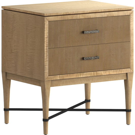 Loft Reeded Nightstand by A.R.T. Furniture in natural maple. Made from poplar, rubberwood, figured maple veneer in a unique style.