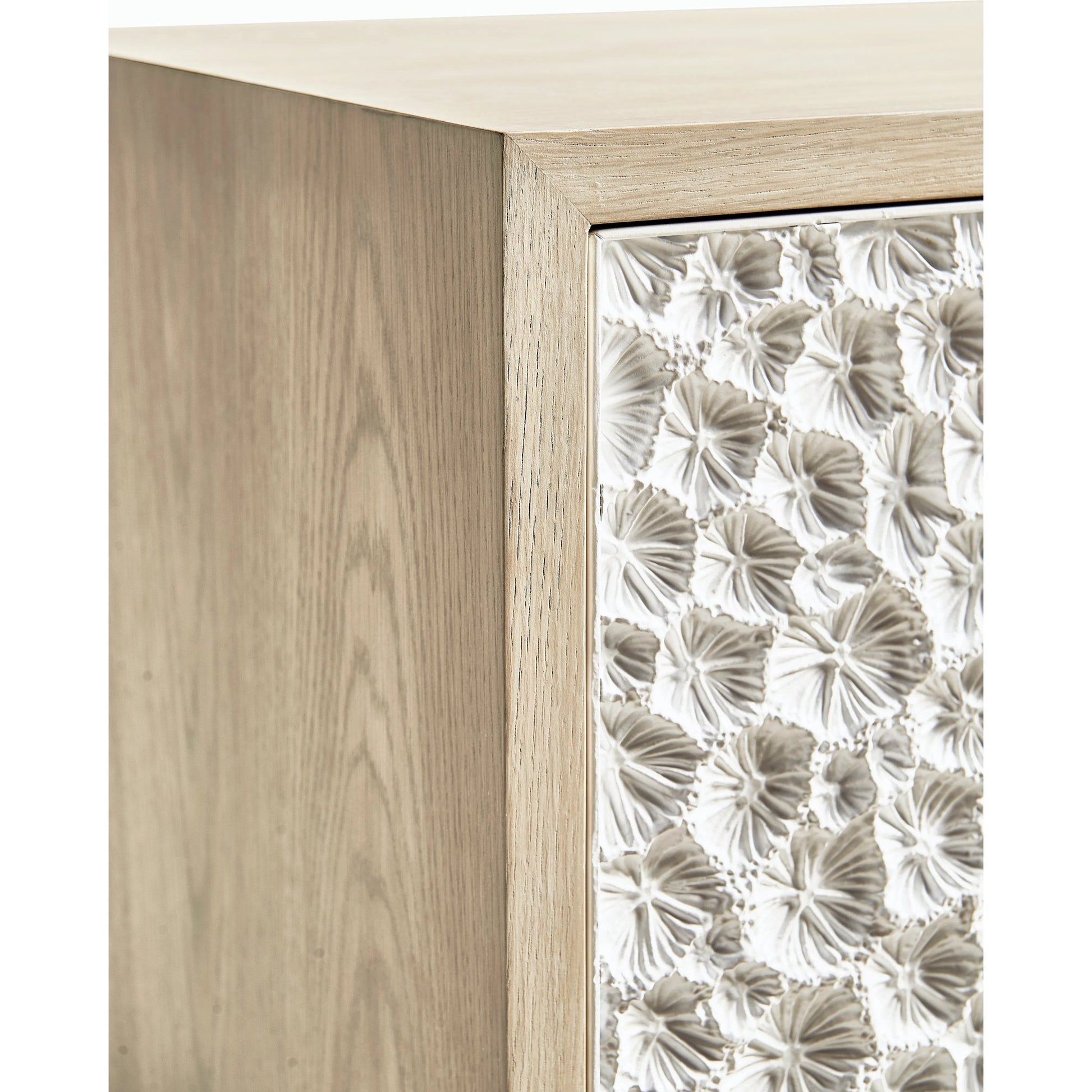 Water Pelagic Cast Metal Credenza by Jonathan Charles in bleached oak. Made from oak, cast metal in a modern style.