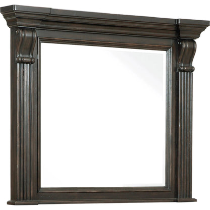 Caldwell Mirror by Pulaski Furniture in dark brown espresso. Made from acacia veneers, asian hardwood in a traditional style.