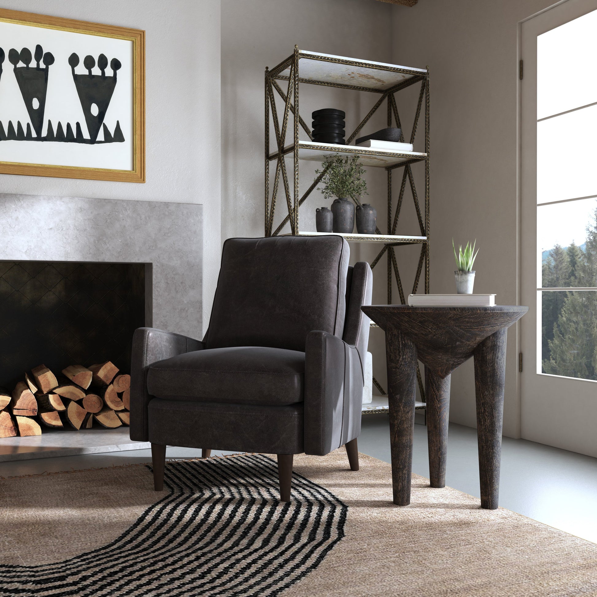 Commerce & Market Pyramid Side Table by Hooker Furniture in dark wood. Made from mango solids in a modern style.