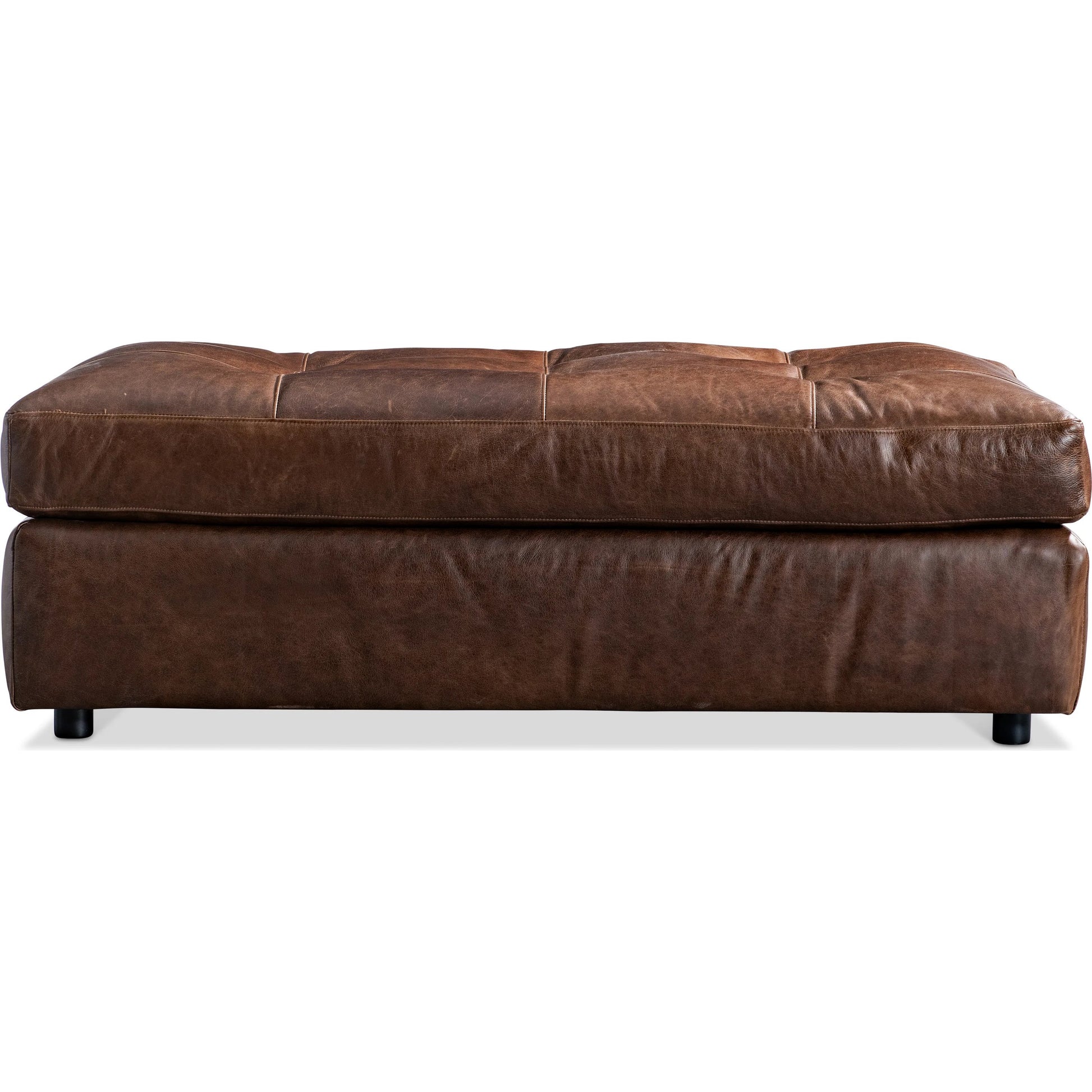 Nest Leather Ottoman by Bernhardt in brown. Made from leather in a unique style.