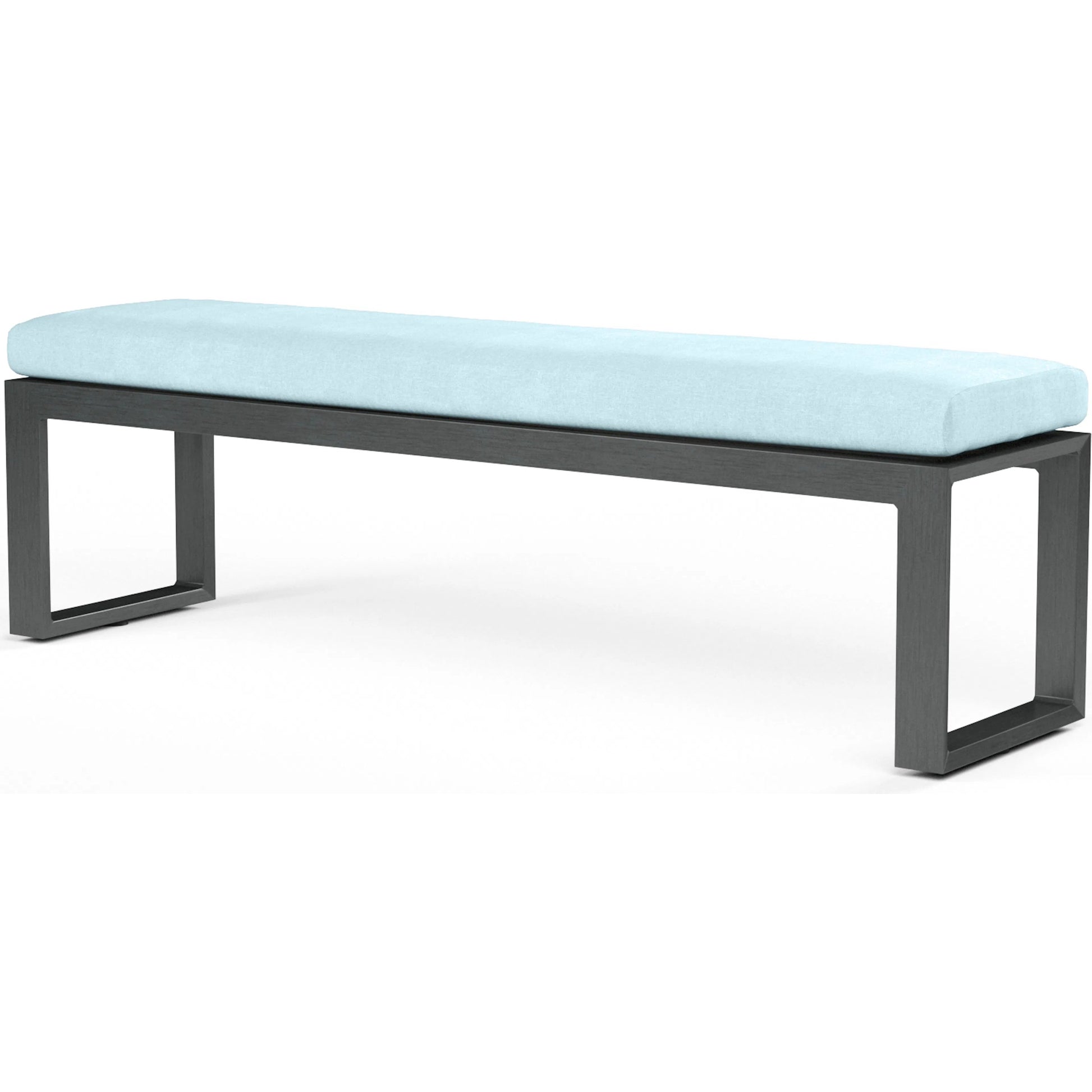 Redondo Outdoor Dining Bench by Sunset West in grays. Made from aluminum in a modern style.