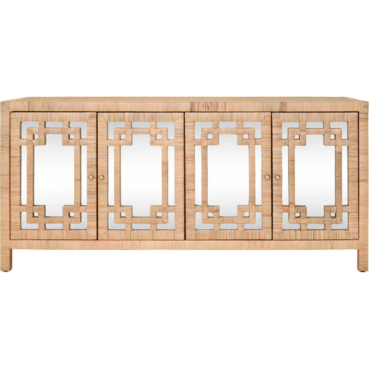 Granada Four Door Buffet by Worlds Away in natural. Made from solid wood, mdf in a unique style.