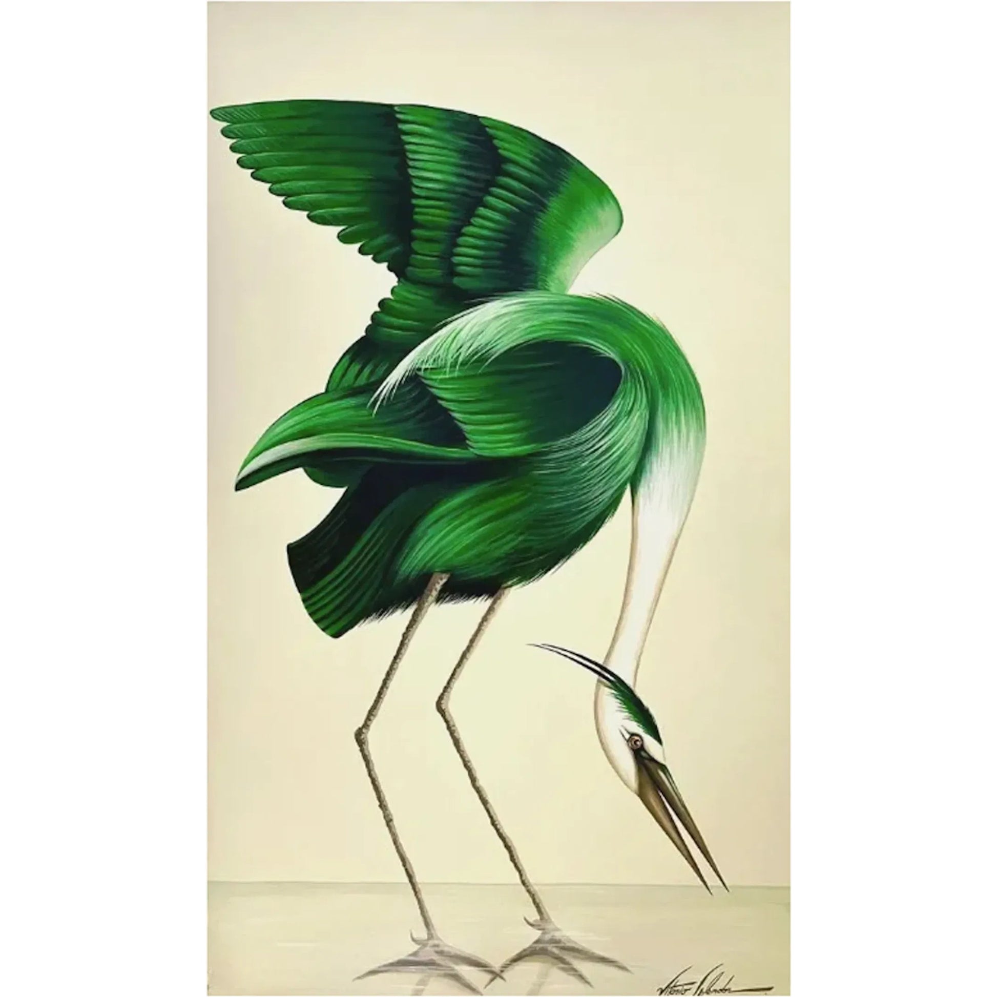 Green Heron L by Zentique in green and green. Made from canvas, wood frame in a unique style.