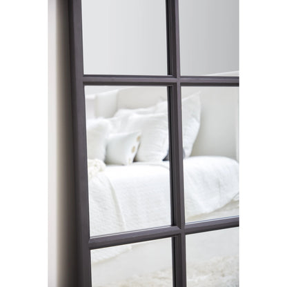 Grid Mirror by Essentials For Living in matte black. Made from solid oak in a transitional style.