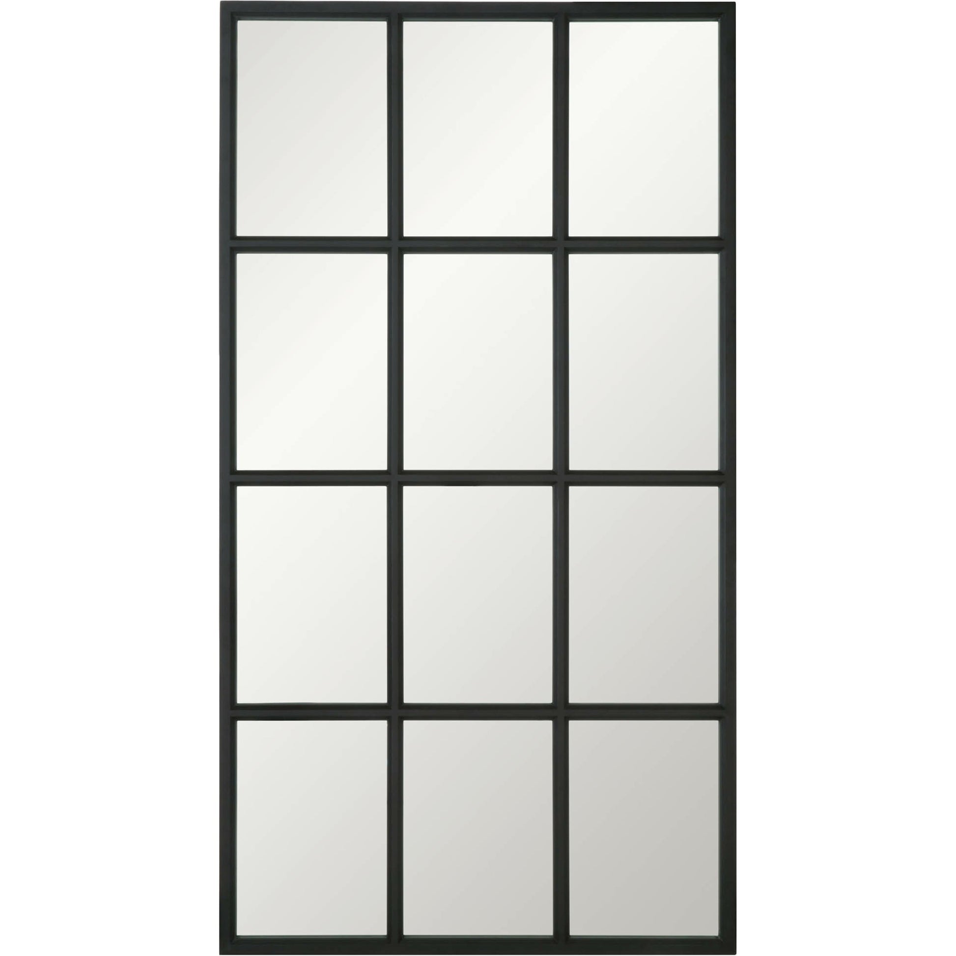 Grid Mirror by Essentials For Living in matte black. Made from solid oak in a transitional style.