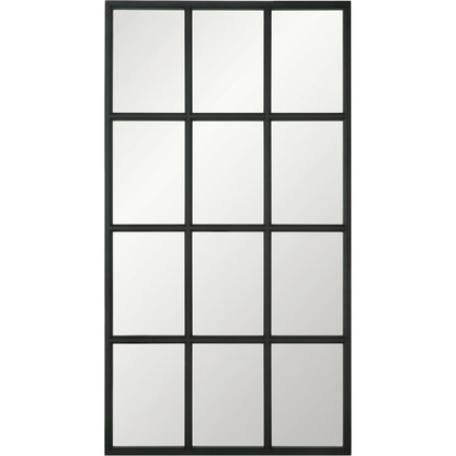 Grid Mirror by Essentials For Living in matte black. Made from solid oak in a transitional style.