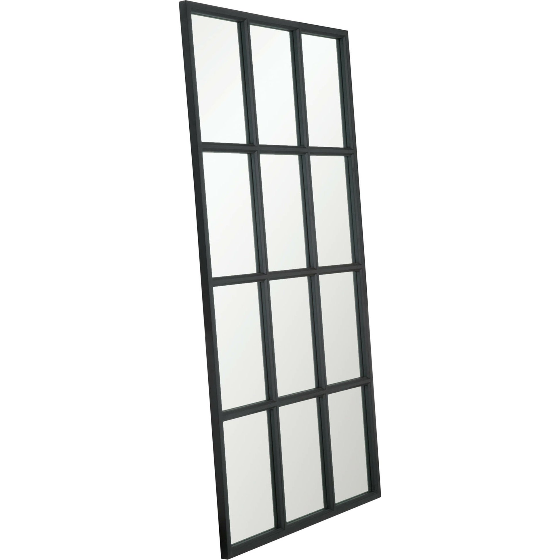 Grid Mirror by Essentials For Living in matte black. Made from solid oak in a transitional style.