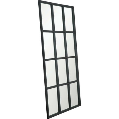 Grid Mirror by Essentials For Living in matte black. Made from solid oak in a transitional style.