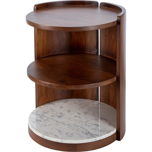 Gerald - 530066 by Surya in top: dark brown, base: dark brown, white and colored wood. Made from top: mango wood, base: mango wood, marble in a modern style.