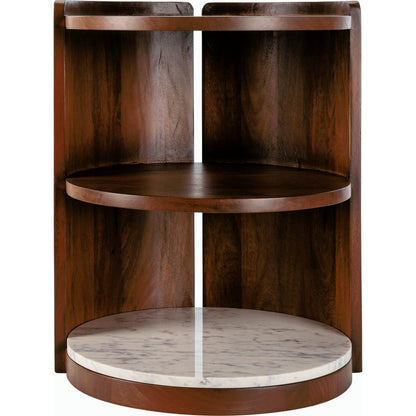 Gerald - 530066 by Surya in dark brown, white and colored wood. Made from top: mango wood, base: mango wood, marble in a modern style.