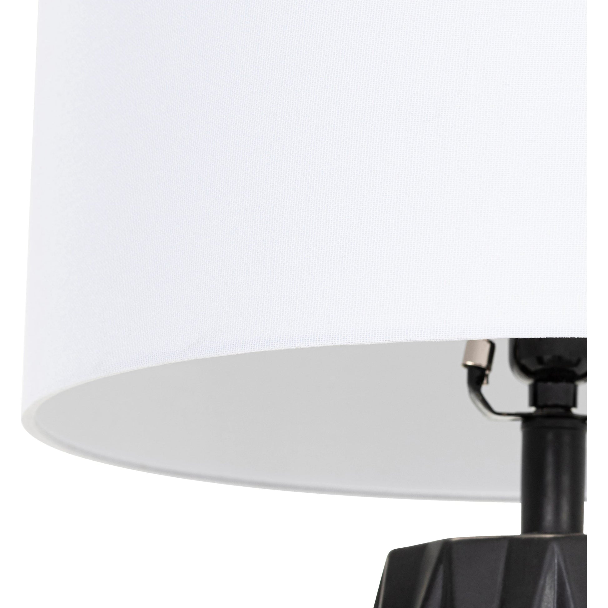 Grimsey - 30294 by Surya in white, black, translucent, metallic nickel and glazedbrushed. Made from linen, polyester, ceramic, metal in a transitional style.