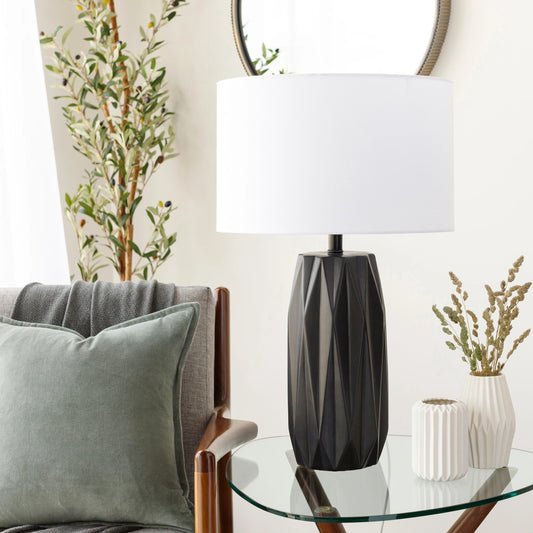 Grimsey - 30294 by Surya in black and glazedbrushed. Made from linen, polyester, ceramic, metal in a transitional style.