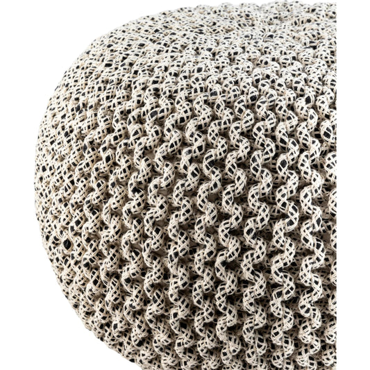 Gravity Pouf 487881 by Surya in light silver, ash, black, lunar green, sage. Made from jute, polybeads in a unique style.
