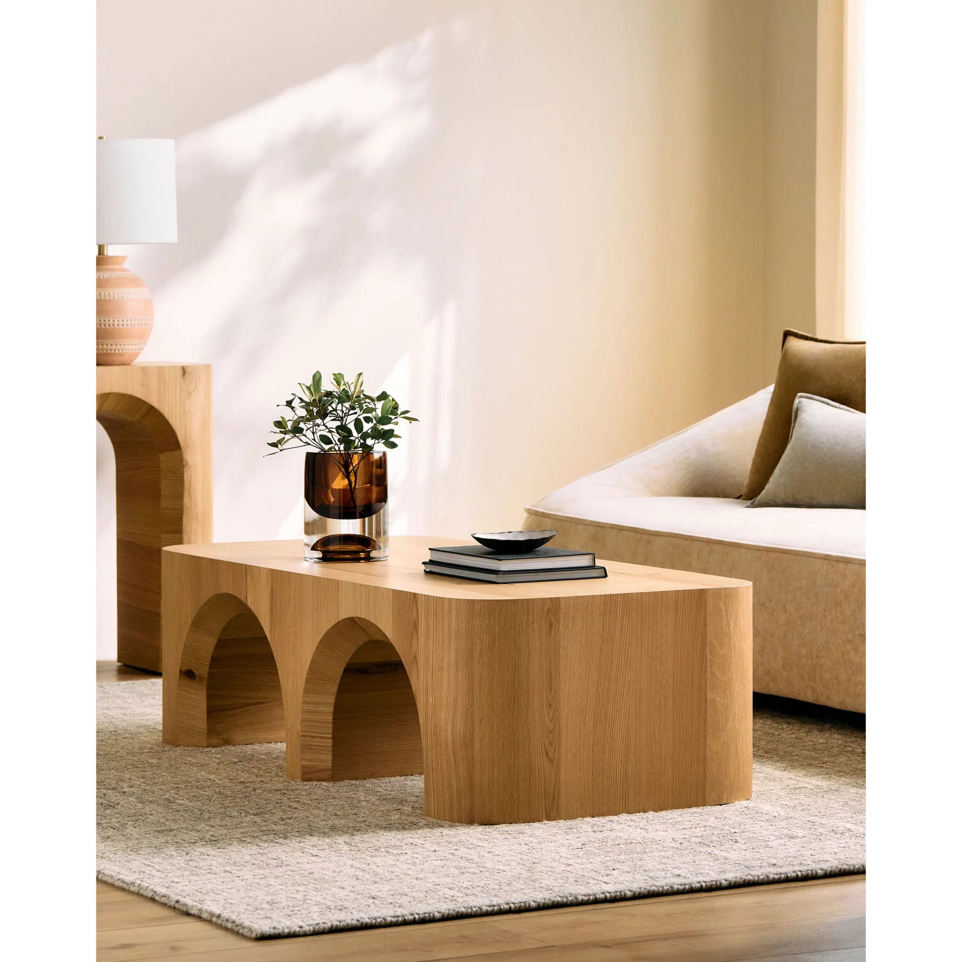 Grayson Coffee Table by Surya in brown. Made from oak veneer in a transitional style.